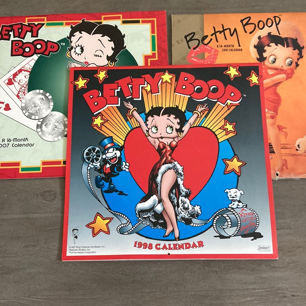 Vintage 1998, 2001, and 2007 Betty Boop Calendars, All 3 Of Them, 36 Pictures!!